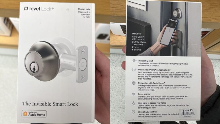 Photo of the Level Lock Plus box in an Apple Store