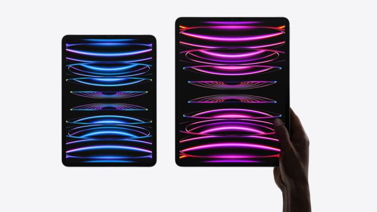 The latest Apple iPad Pro model displaying abstract patterns