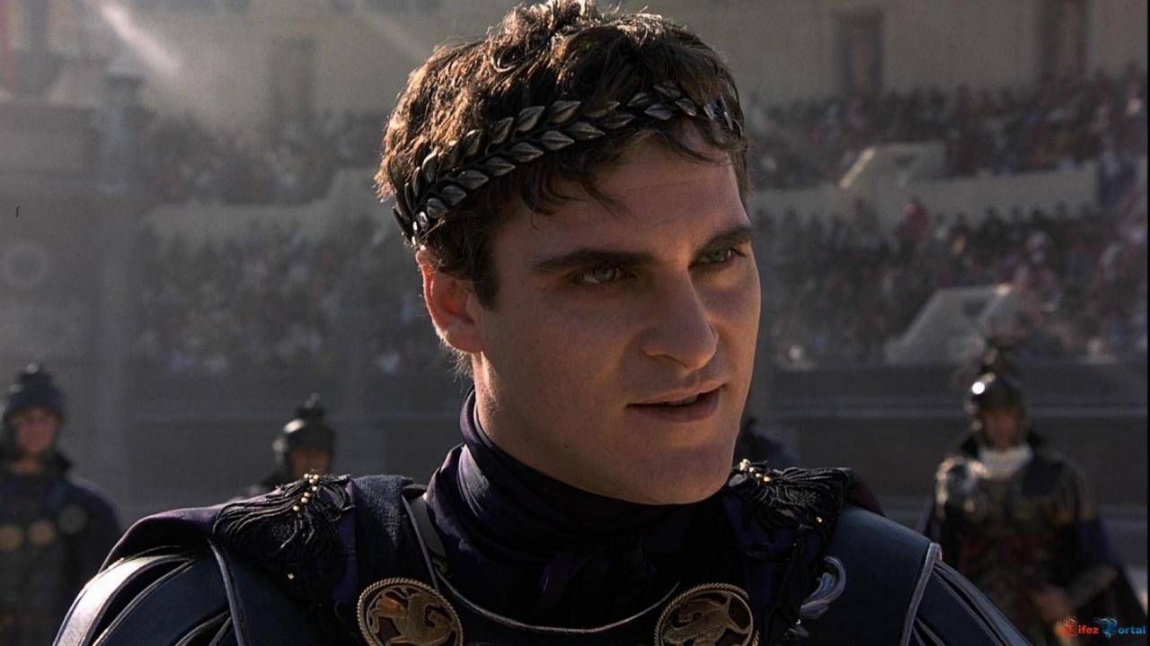 Joaquin Phoenix, star of Napoleon, appearing as Emperor Commodus in Gladiator