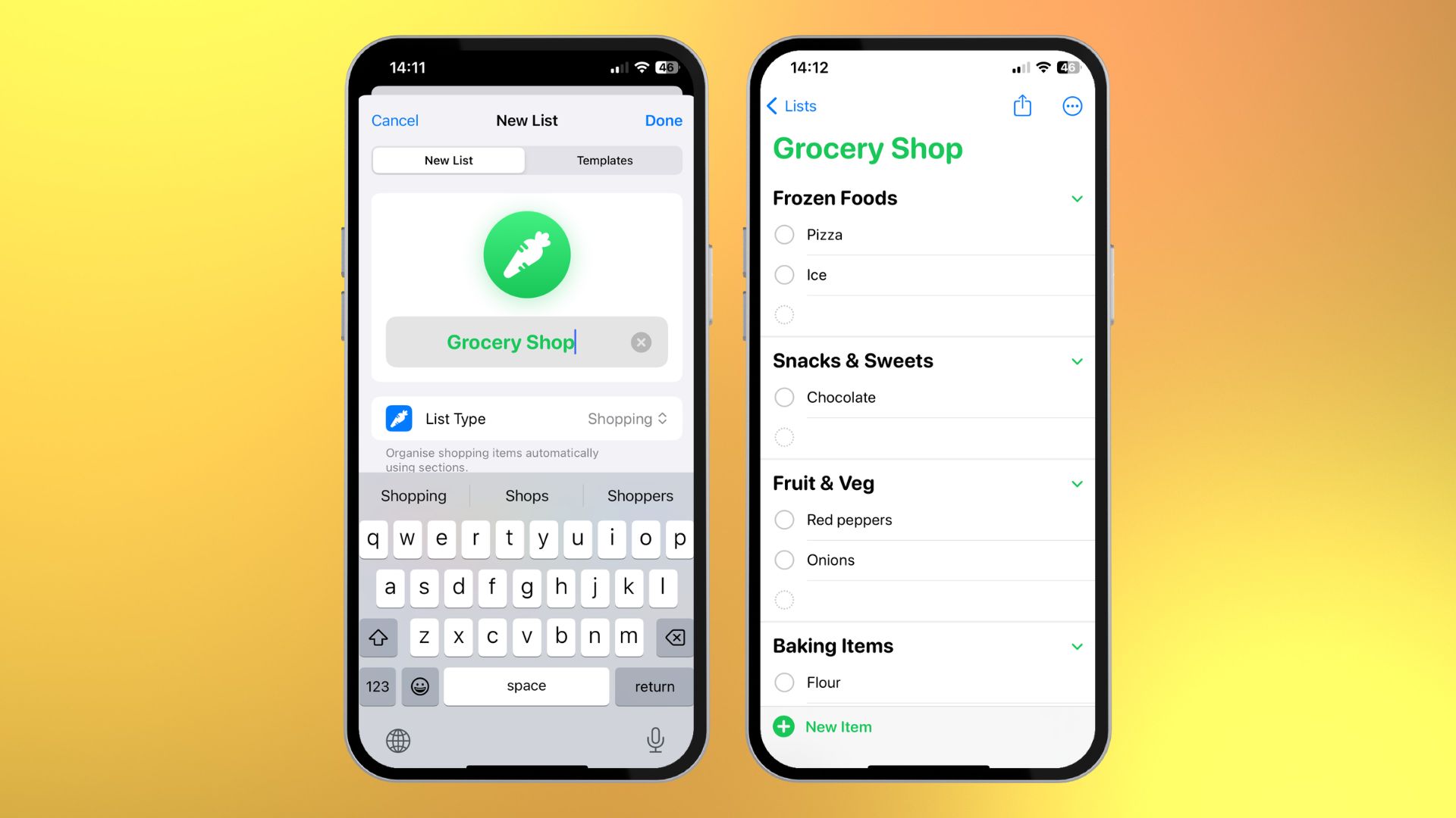 Grocery List Reminders iOS 17