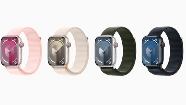 Four Apple Watch Series 9s