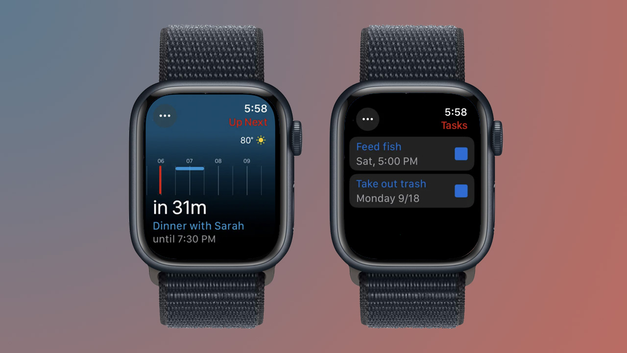 Screenshots of Fantastical app on Apple Watch
