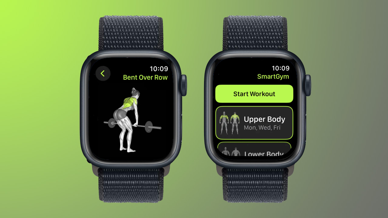 Screenshots of SmartGym app on Apple Watch
