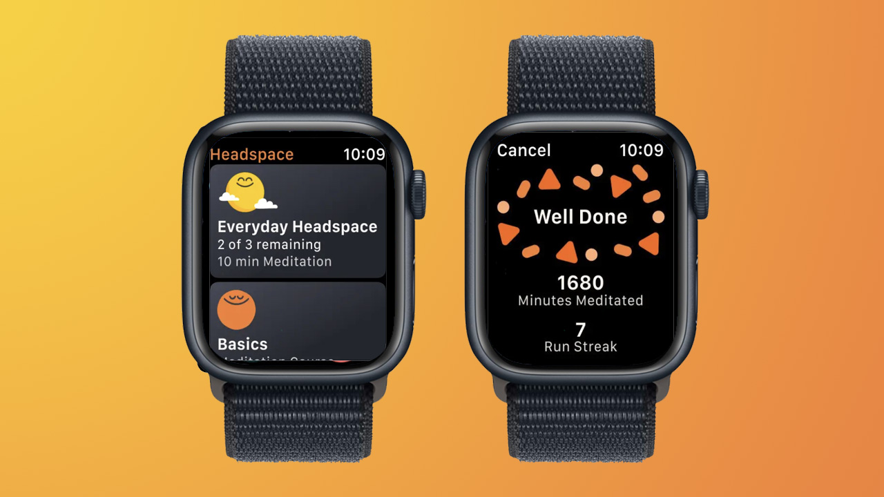 Screenshots of the Headspace app on Apple Watch