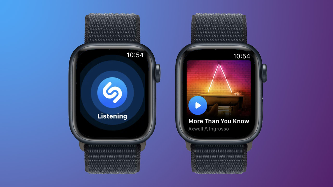 Screenshots of the Shazam app on Apple Watch