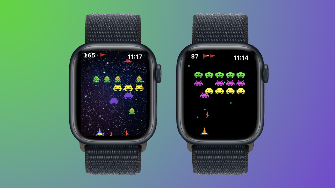 Screenshots of the Galaxia Watch Game on Apple Watch
